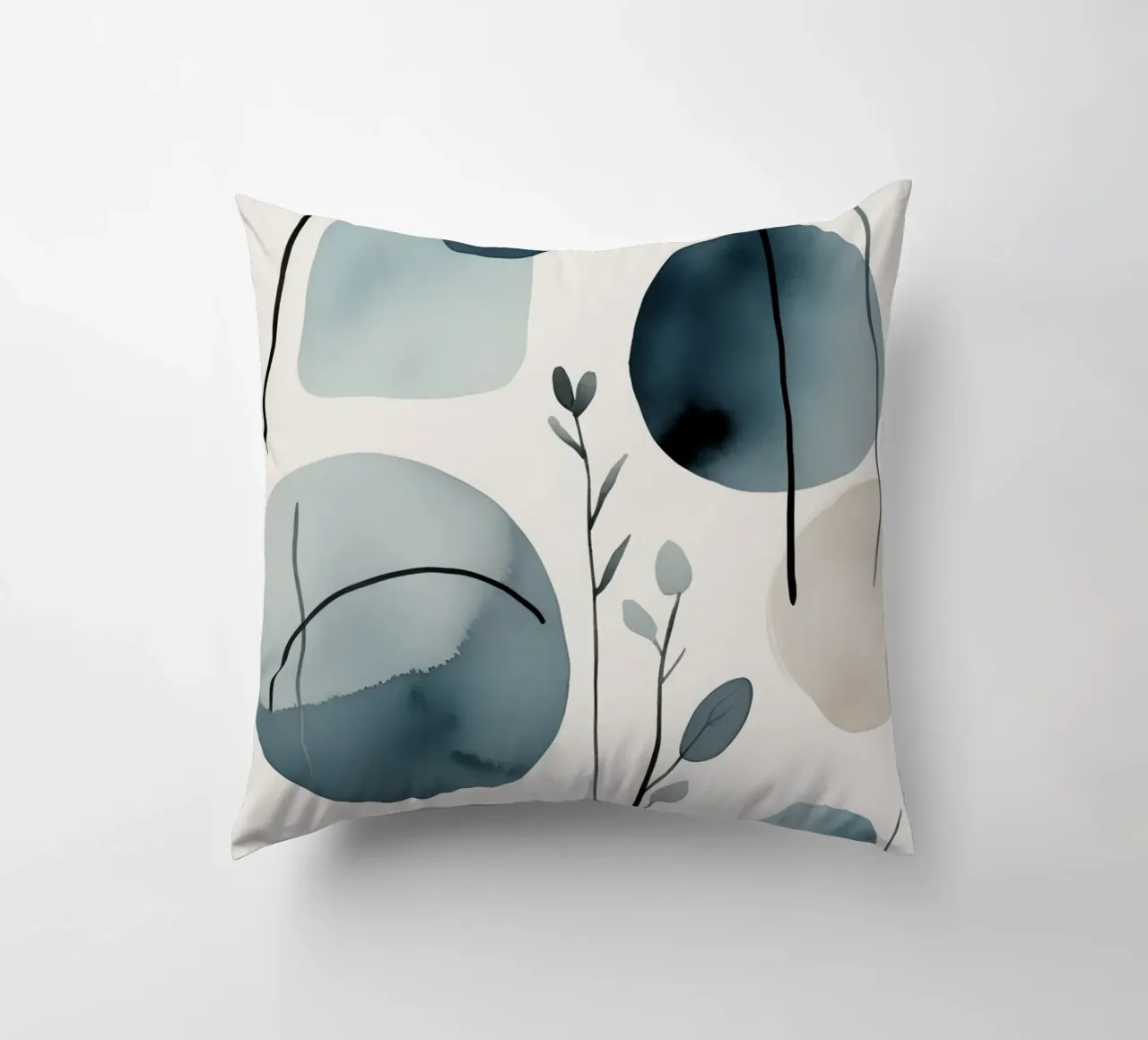 Forme astratte ad acquerello ed elementi botanici cuscino da DesignDoodle