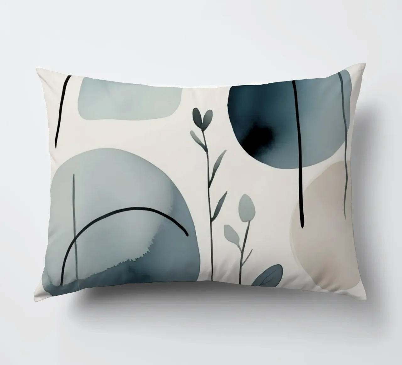 Forme astratte ad acquerello ed elementi botanici cuscino da DesignDoodle