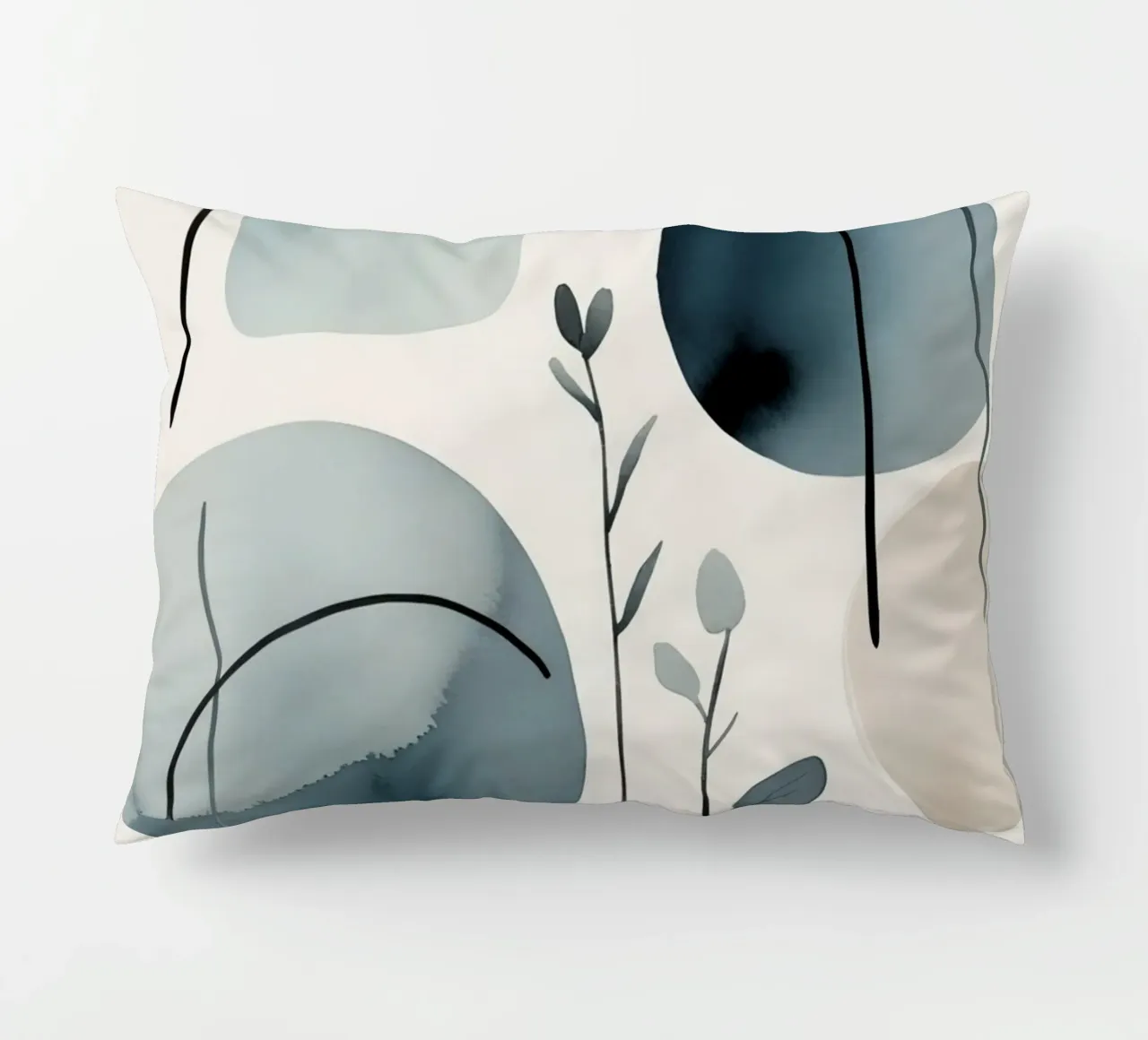 Forme astratte ad acquerello ed elementi botanici cuscino da DesignDoodle