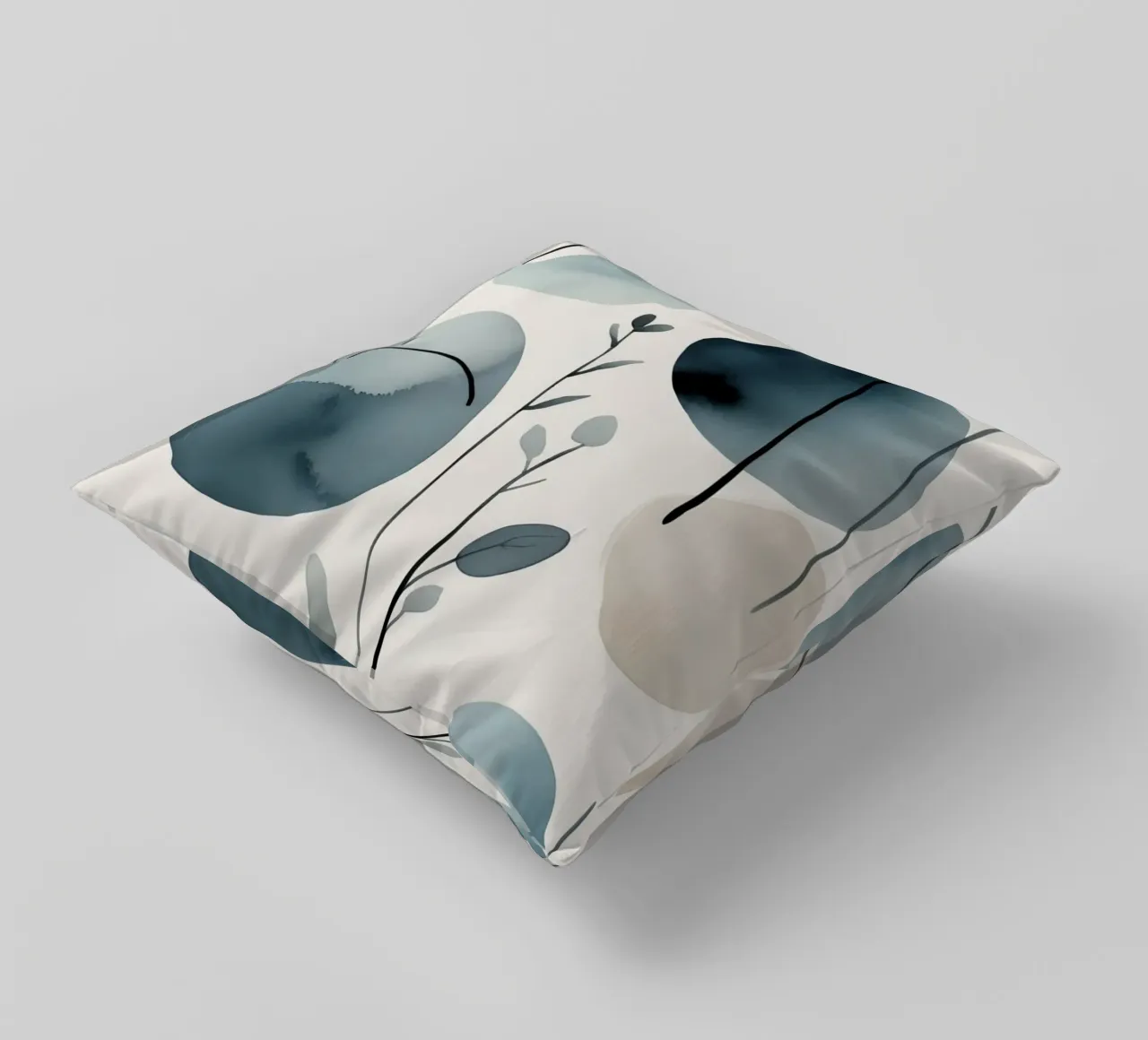 Forme astratte ad acquerello ed elementi botanici cuscino da DesignDoodle