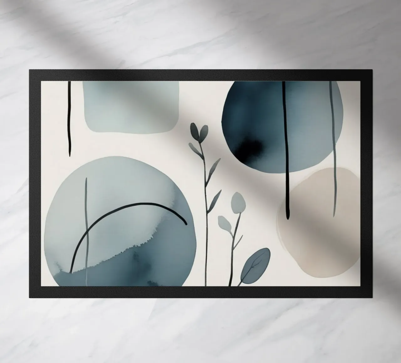 Forme astratte ad acquerello ed elementi botanici zerbino da DesignDoodle