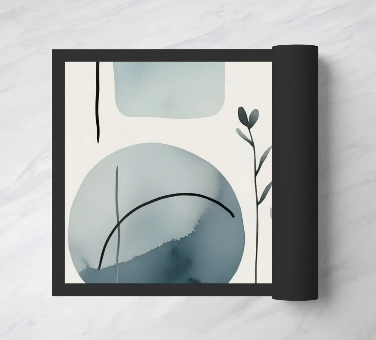 Forme astratte ad acquerello ed elementi botanici zerbino da DesignDoodle