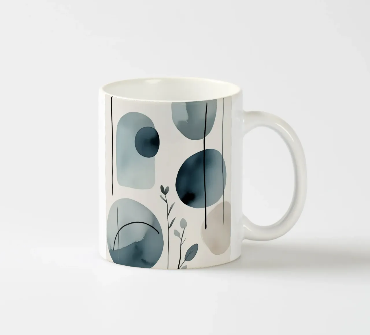 Forme astratte ad acquerello ed elementi botanici tazza in ceramica da DesignDoodle