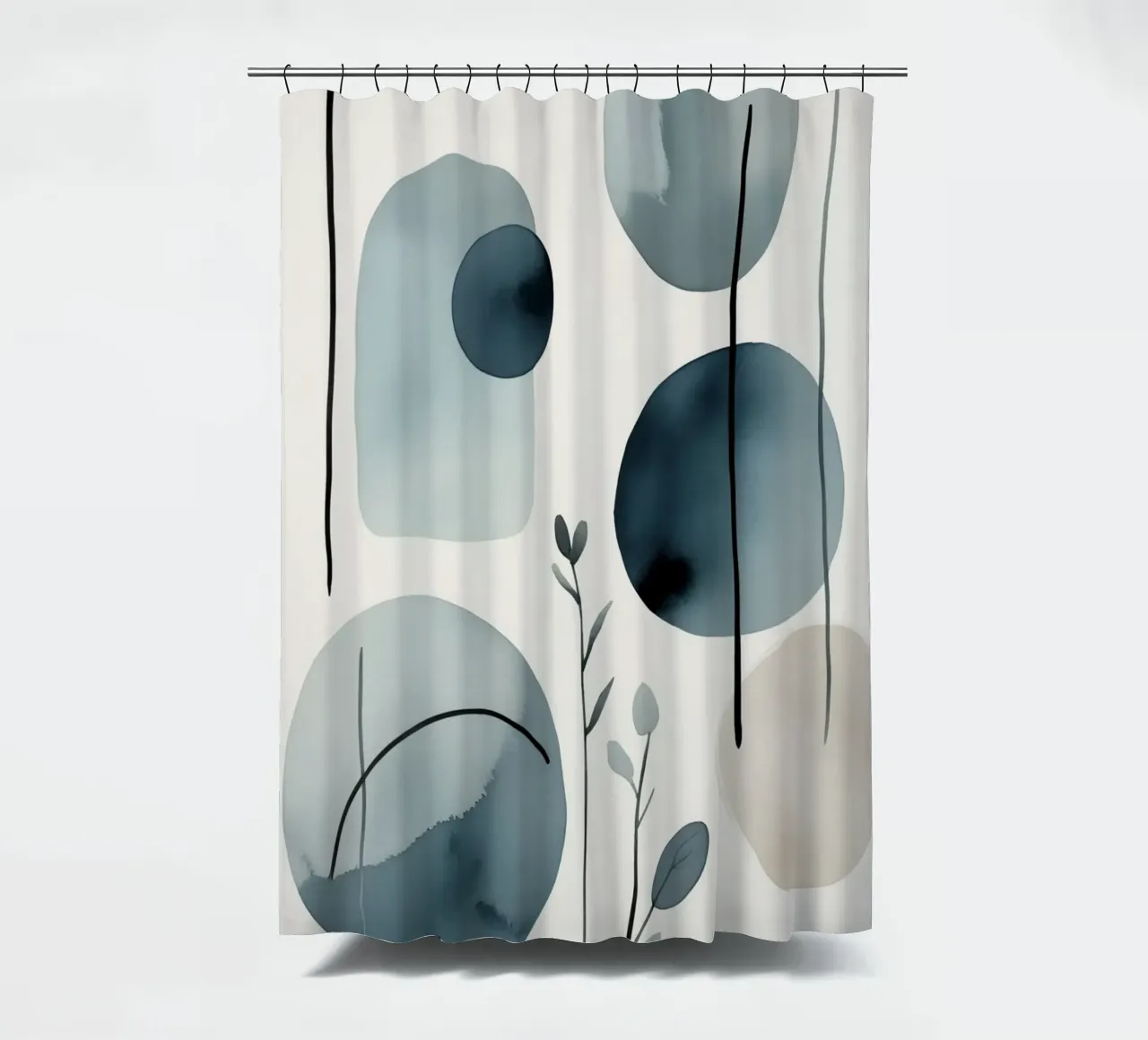 Forme astratte ad acquerello ed elementi botanici tenda da doccia da DesignDoodle