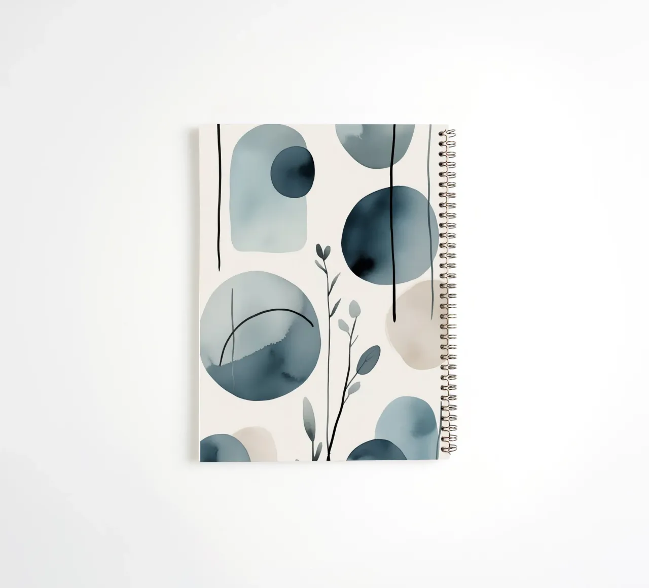 Forme astratte ad acquerello ed elementi botanici diario ad anelli da DesignDoodle