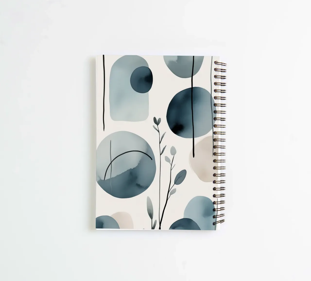 Forme astratte ad acquerello ed elementi botanici diario ad anelli da DesignDoodle