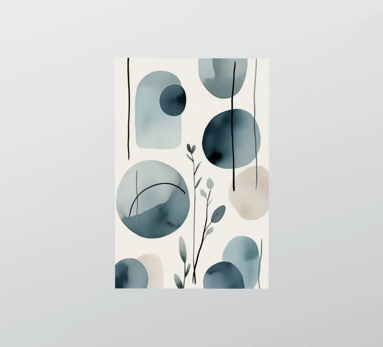 Forme astratte ad acquerello ed elementi botanici adesivo da DesignDoodle