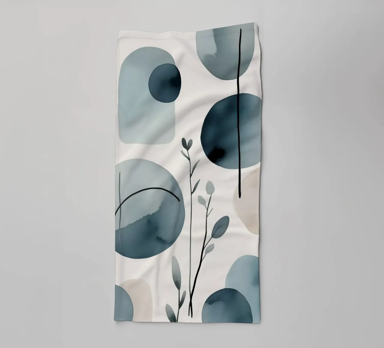 Forme astratte ad acquerello ed elementi botanici asciugamano da bagno da DesignDoodle