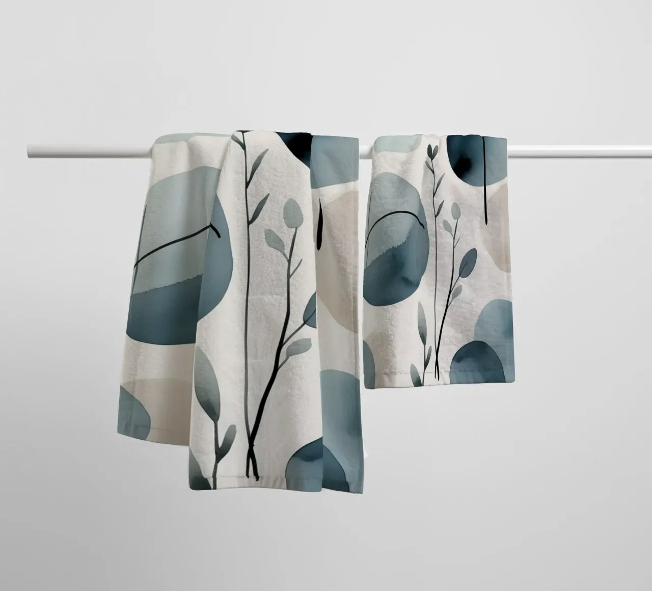 Forme astratte ad acquerello ed elementi botanici asciugamano da bagno da DesignDoodle