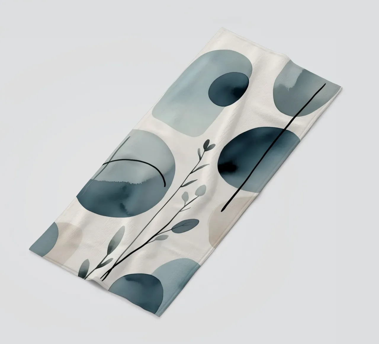 Forme astratte ad acquerello ed elementi botanici telo mare da DesignDoodle