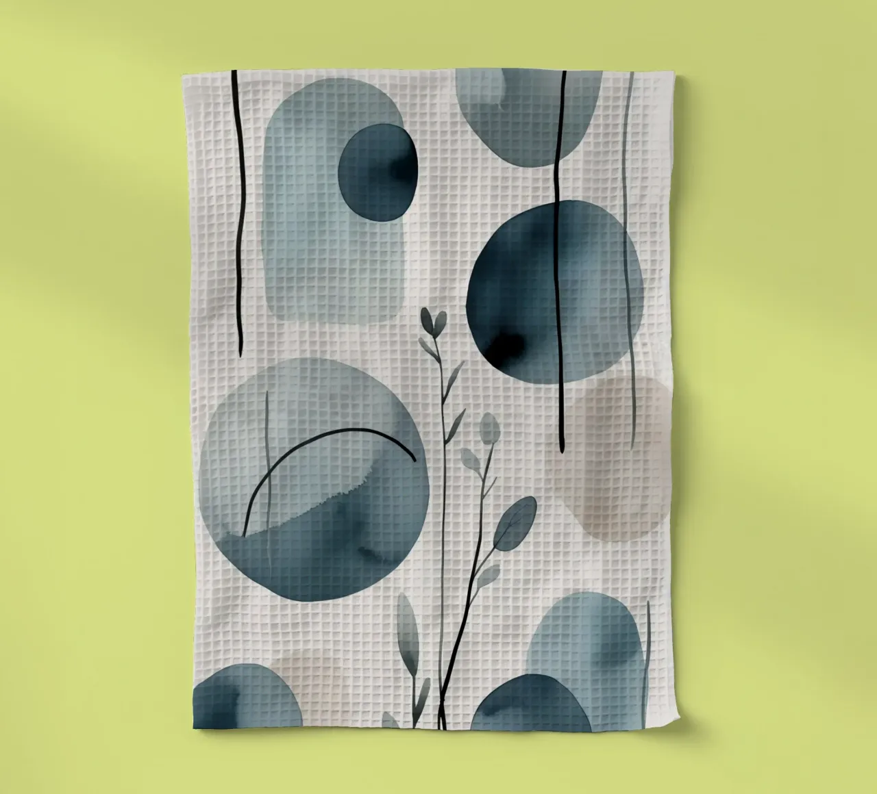 Forme astratte ad acquerello ed elementi botanici canovaccio da cucina da DesignDoodle