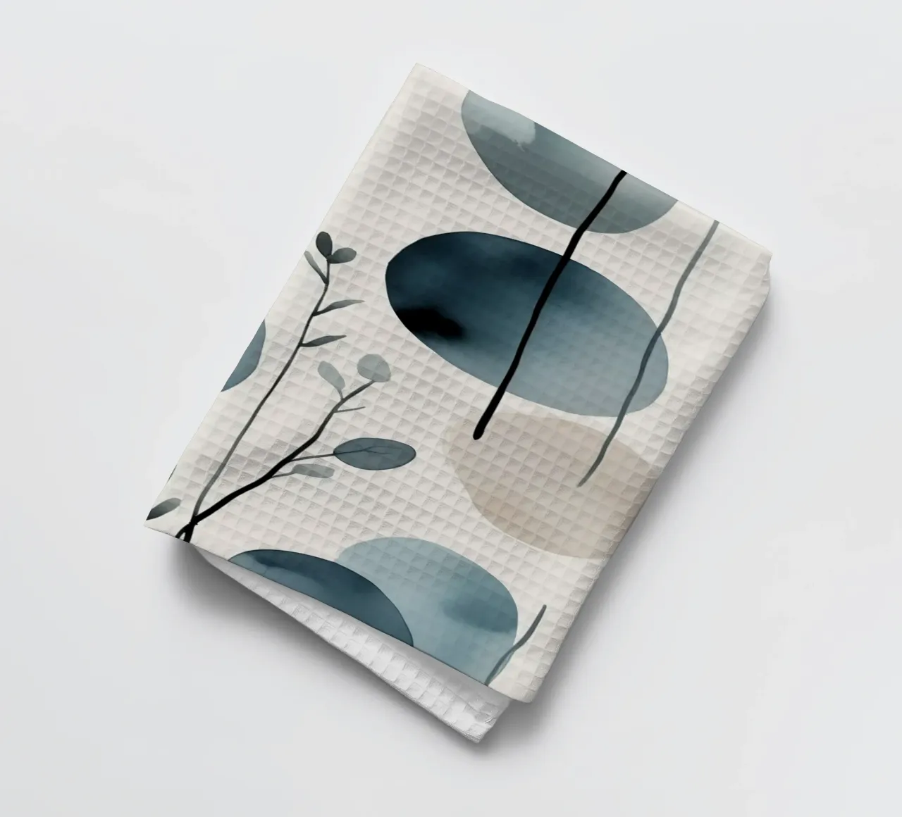 Forme astratte ad acquerello ed elementi botanici canovaccio da cucina da DesignDoodle