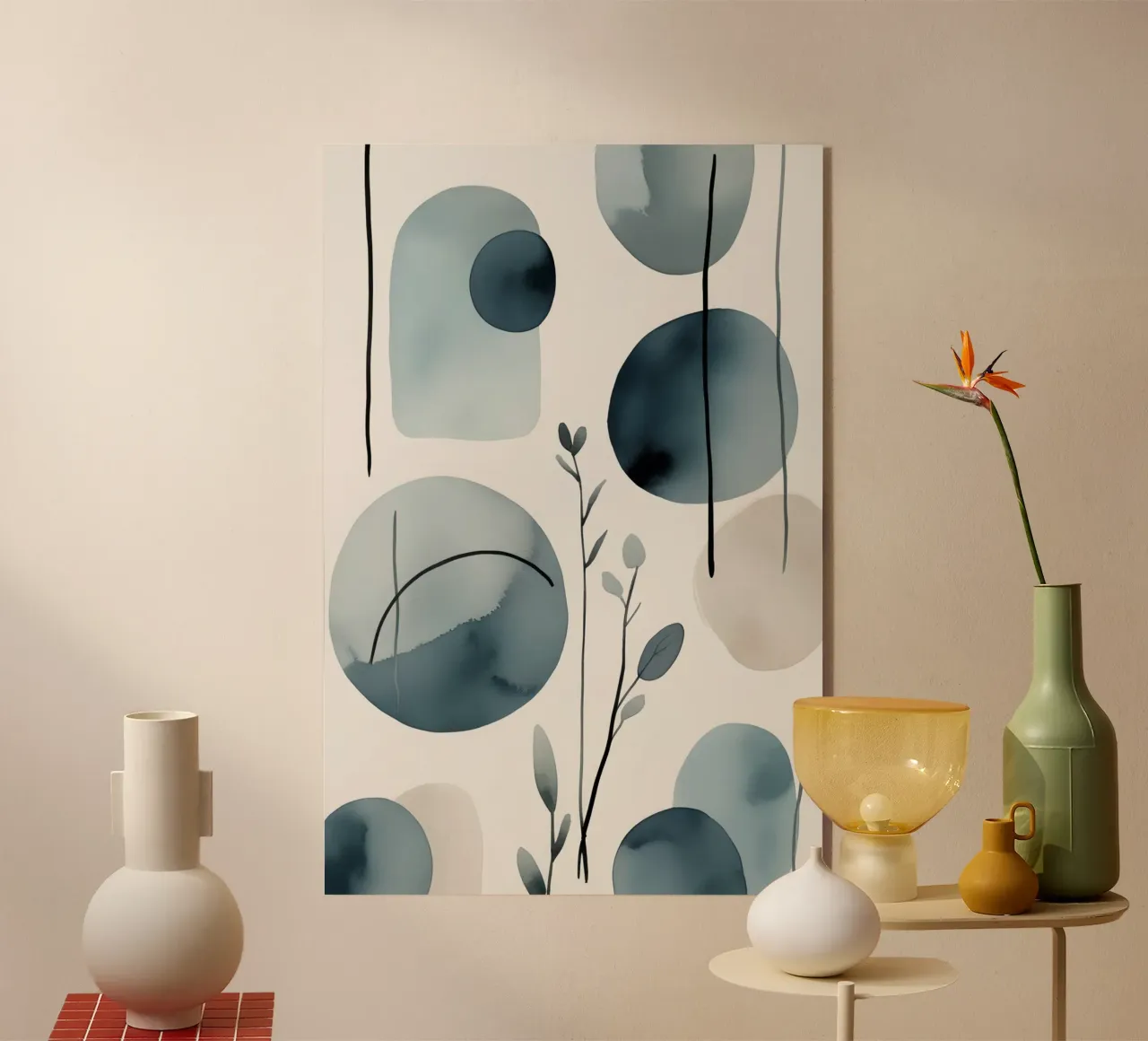 Forme astratte ad acquerello ed elementi botanici plexiglass da DesignDoodle