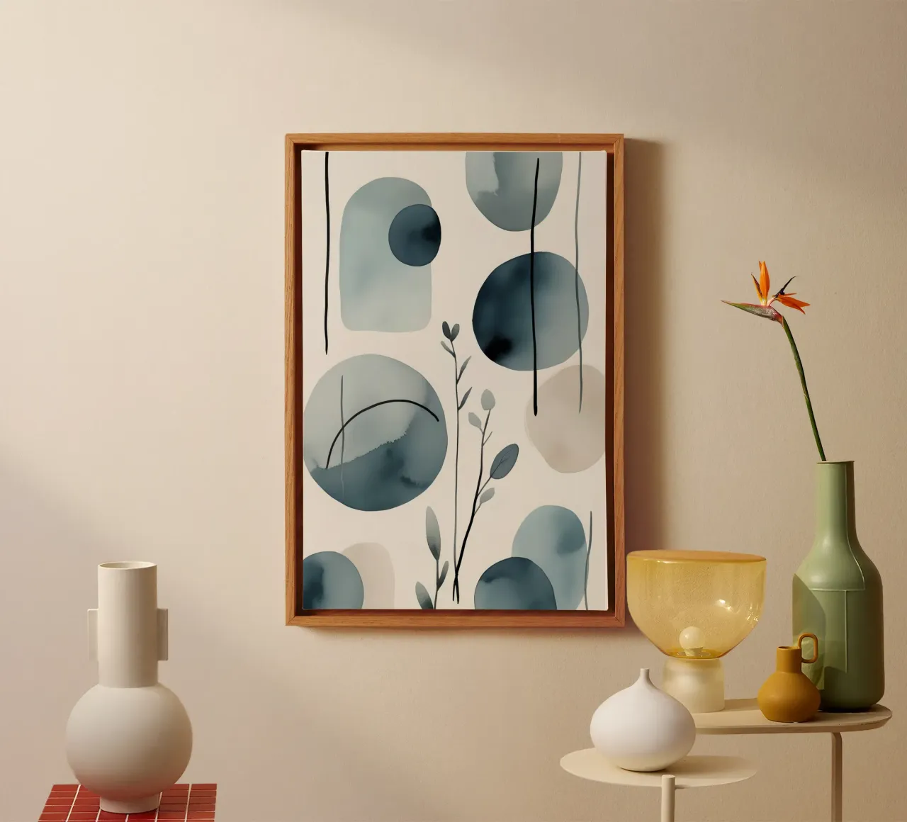 Formas abstractas de acuarela y elementos botánicos lienzo de DesignDoodle
