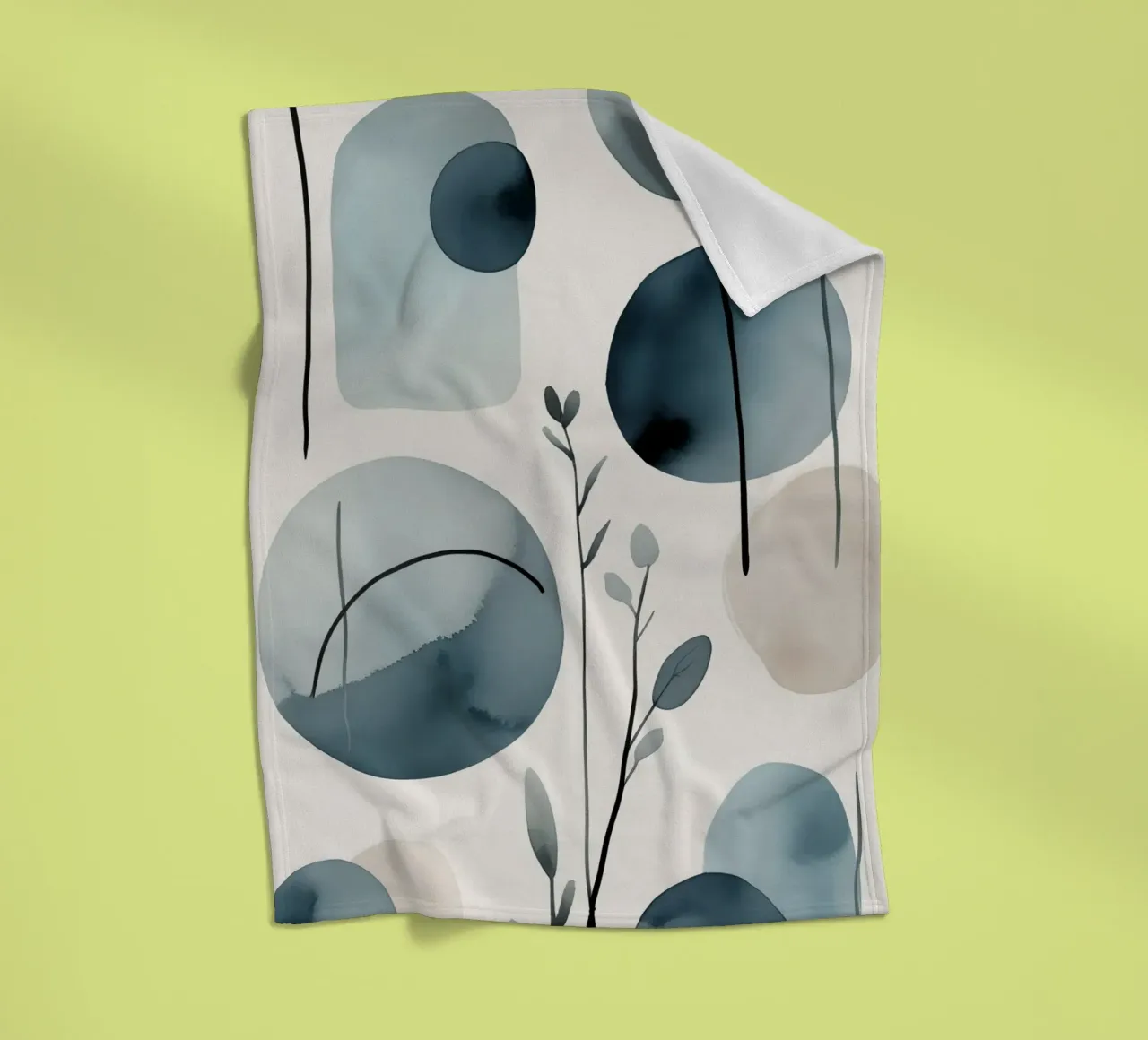 Forme astratte ad acquerello ed elementi botanici coperta in pile da DesignDoodle