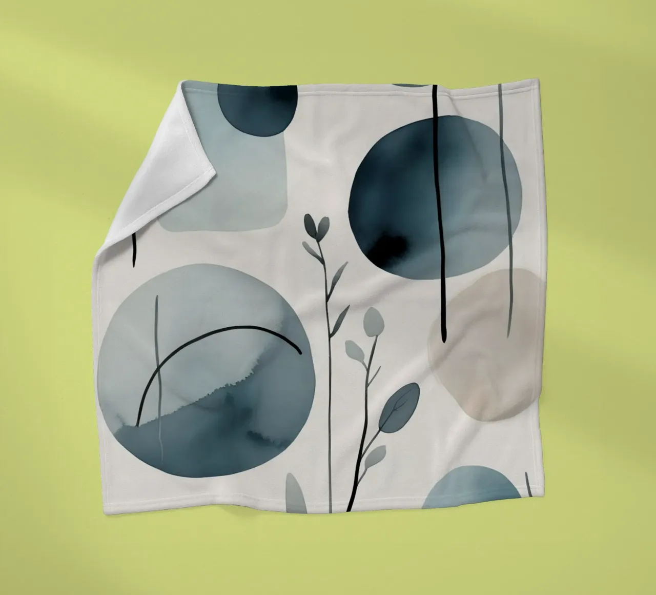 Forme astratte ad acquerello ed elementi botanici coperta in pile da DesignDoodle