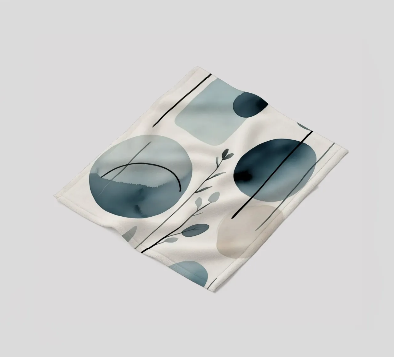 Forme astratte ad acquerello ed elementi botanici coperta in pile da DesignDoodle