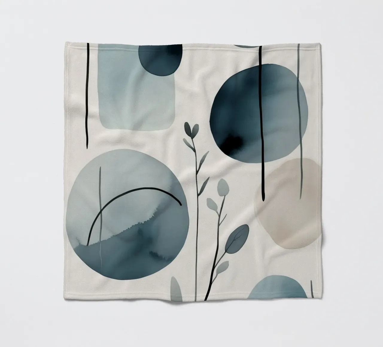 Forme astratte ad acquerello ed elementi botanici coperta in pile da DesignDoodle