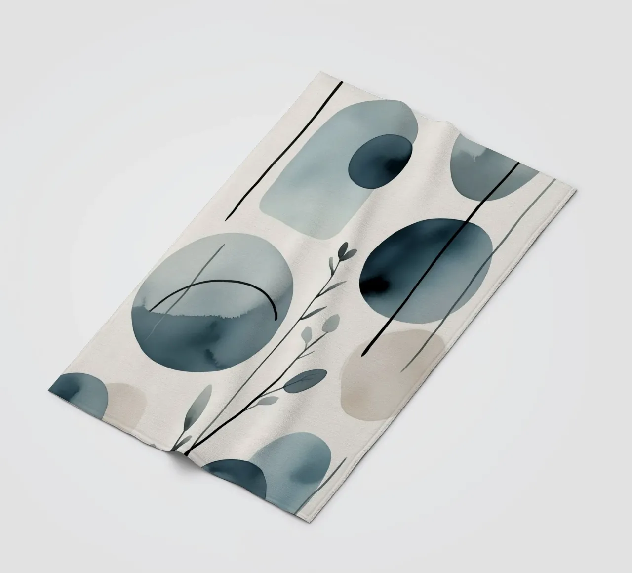 Forme astratte ad acquerello ed elementi botanici coperta in pile da DesignDoodle