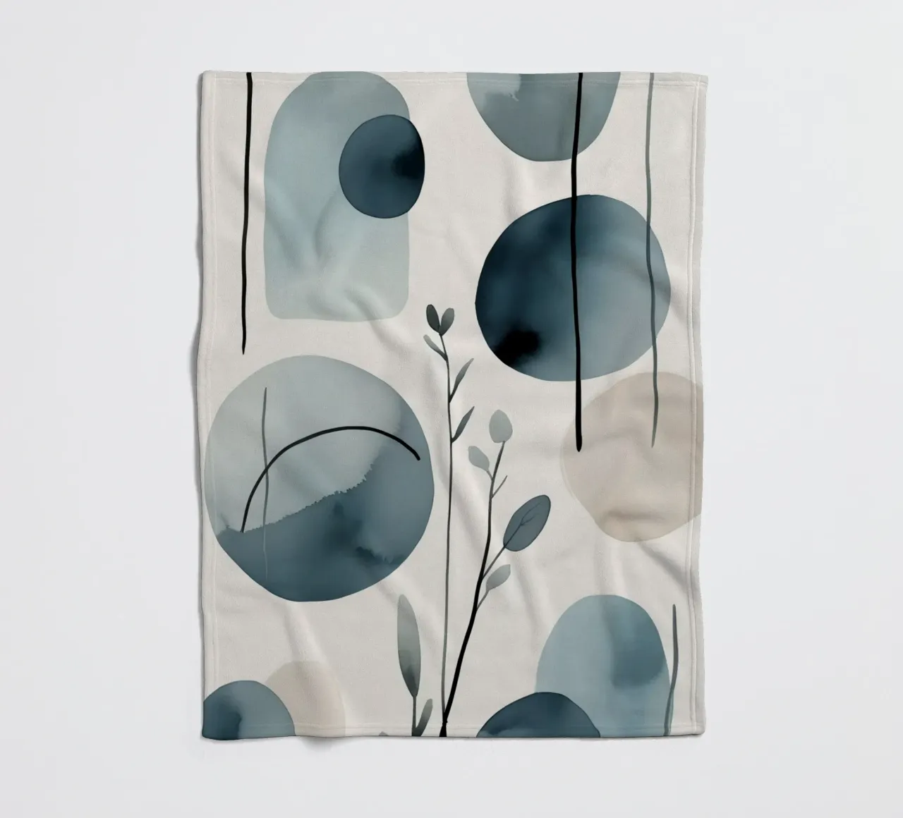Forme astratte ad acquerello ed elementi botanici coperta in pile da DesignDoodle