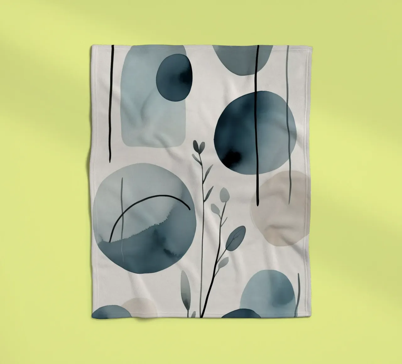 Forme astratte ad acquerello ed elementi botanici coperta in pile da DesignDoodle