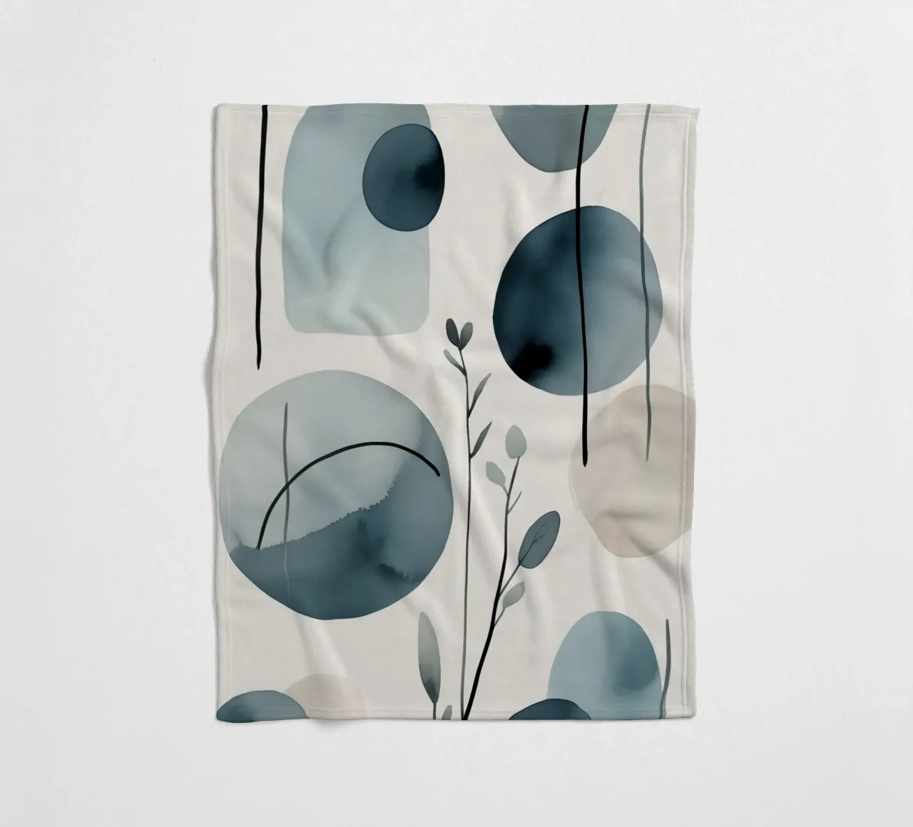 Forme astratte ad acquerello ed elementi botanici coperta in pile da DesignDoodle
