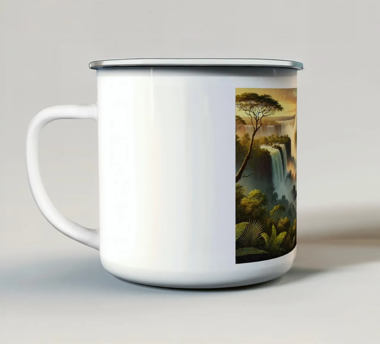 Poster d'epoca sulle cascate di Iguazu, Argentina, Brasile tazza in smalto da Wanderlust Vibes