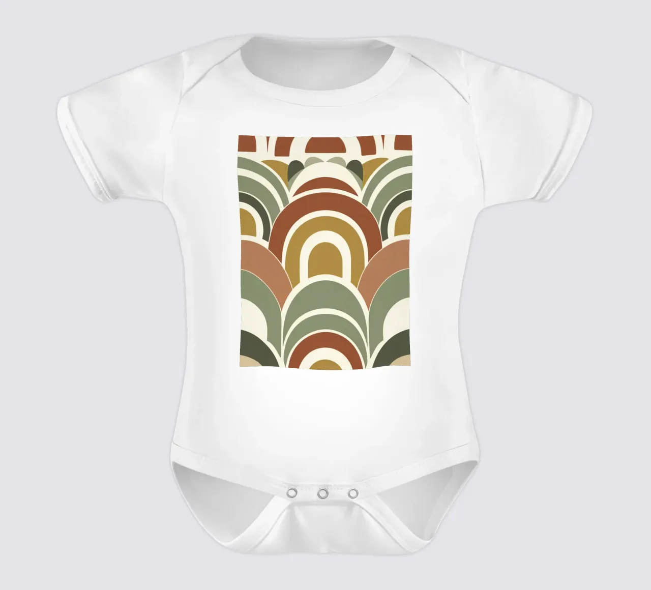 Abstract boog- en halve cirkelpatroon in aardetinten babyrompertje korte mouwen van DesignDoodle