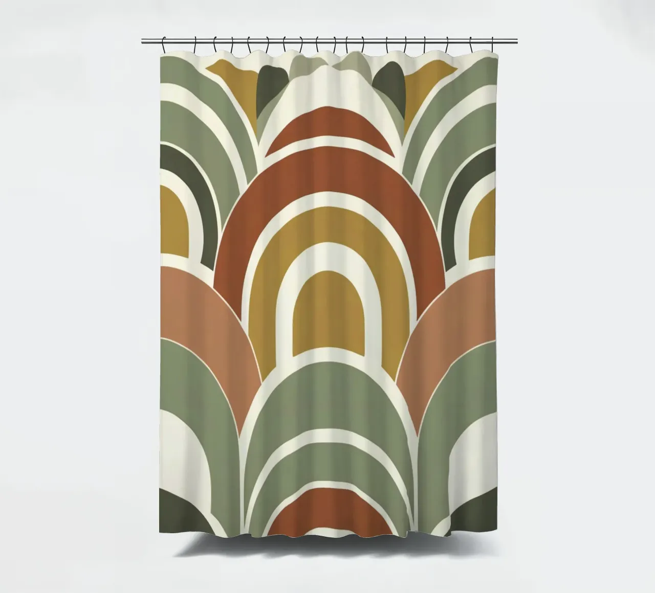 Abstract Arch and Semicircle Pattern in Earth Tones shower curtain by DesignDoodle