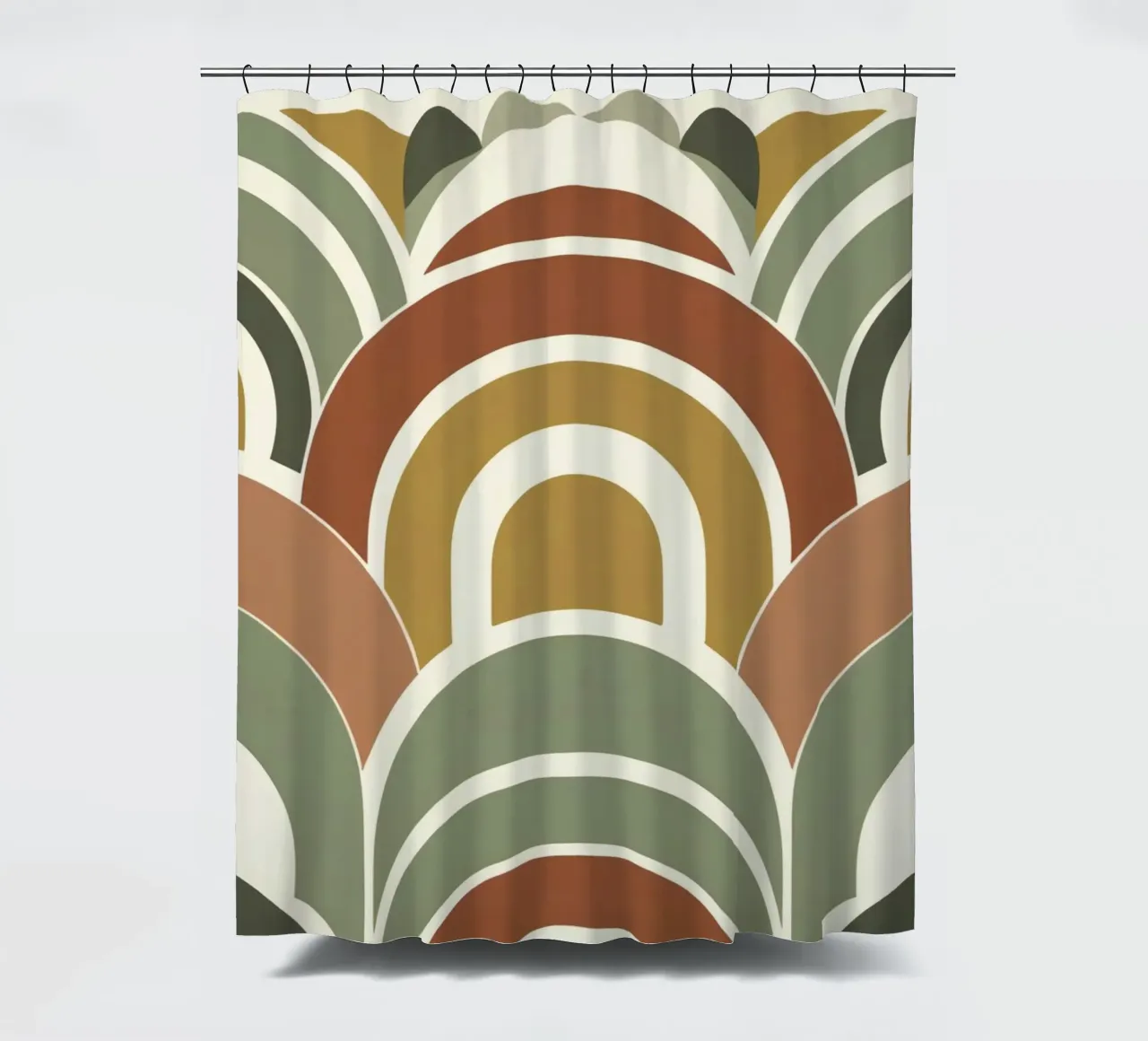 Abstract Arch and Semicircle Pattern in Earth Tones shower curtain by DesignDoodle