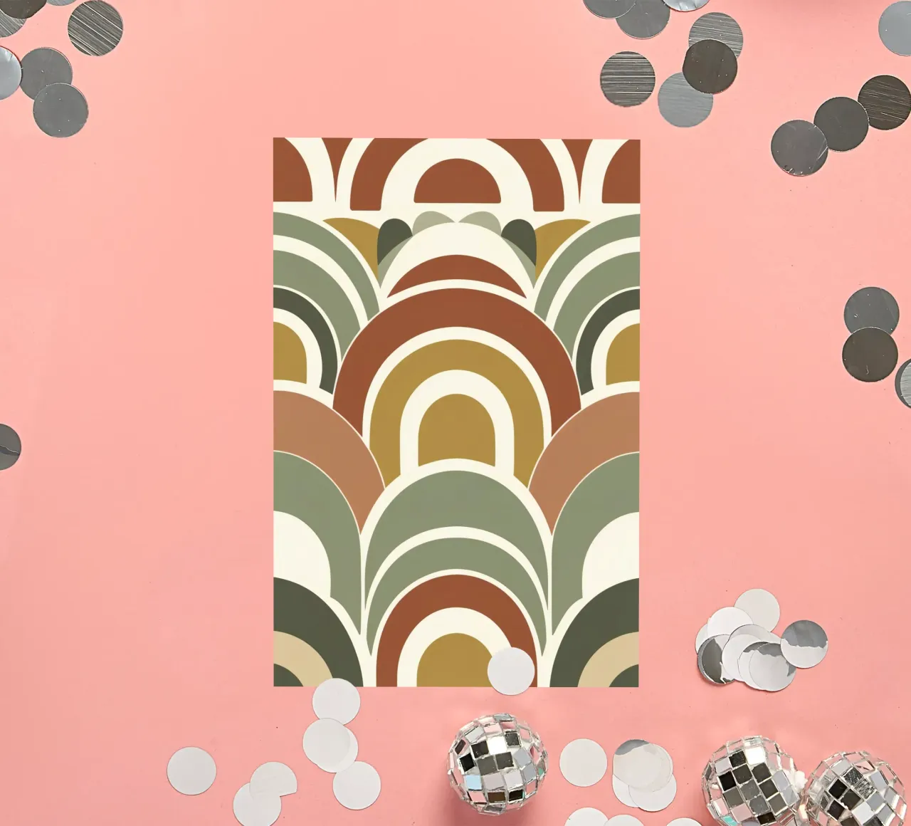 Abstract Arch and Semicircle Pattern in Earth Tones sticker by DesignDoodle