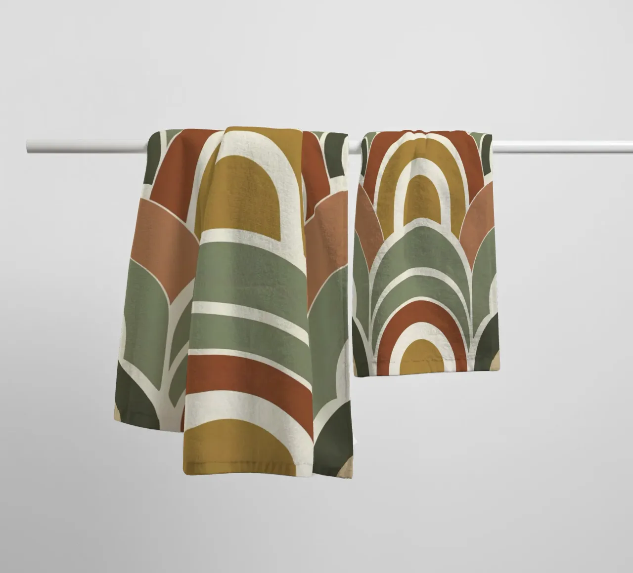 Abstract Arch and Semicircle Pattern in Earth Tones towel by DesignDoodle
