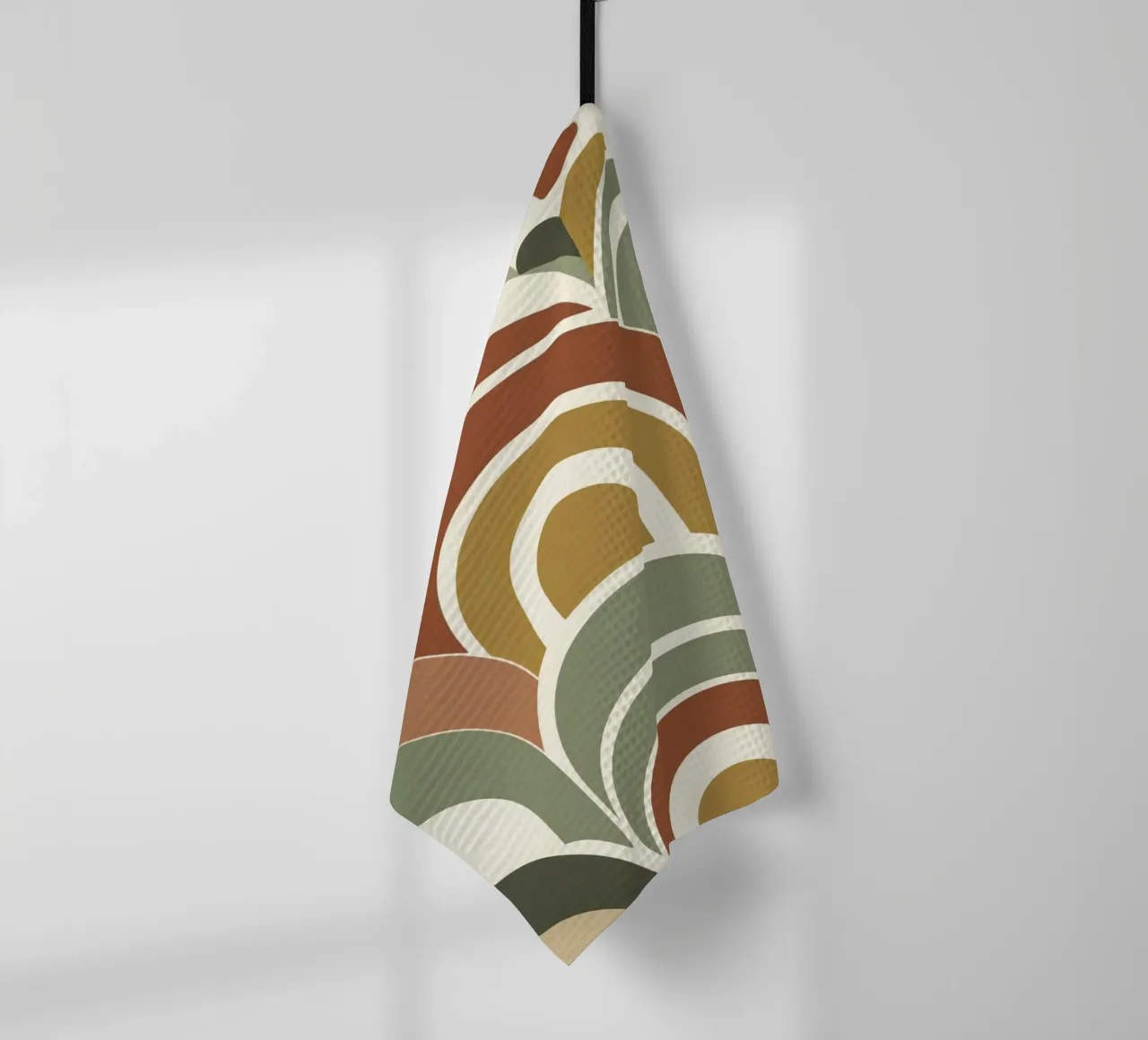 Abstract boog- en halve cirkelpatroon in aardetinten theedoek van DesignDoodle