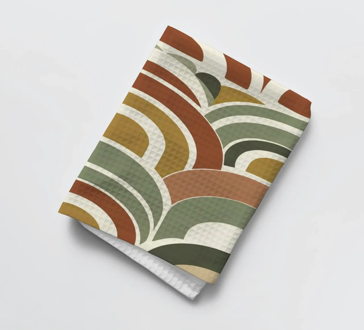 Abstract boog- en halve cirkelpatroon in aardetinten theedoek van DesignDoodle