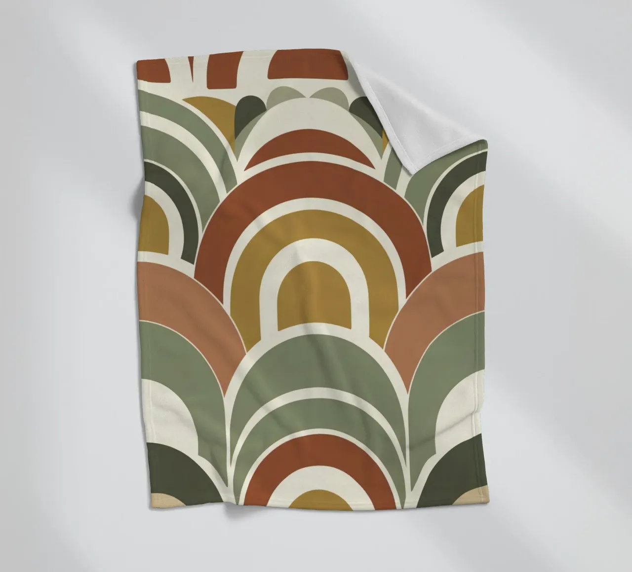 Abstract boog- en halve cirkelpatroon in aardetinten fleecedeken van DesignDoodle