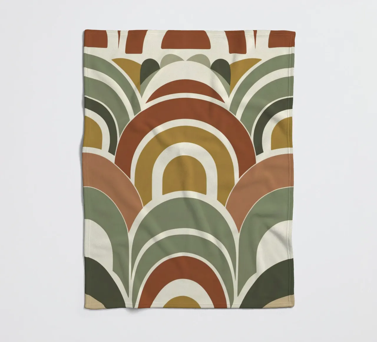 Abstract boog- en halve cirkelpatroon in aardetinten fleecedeken van DesignDoodle
