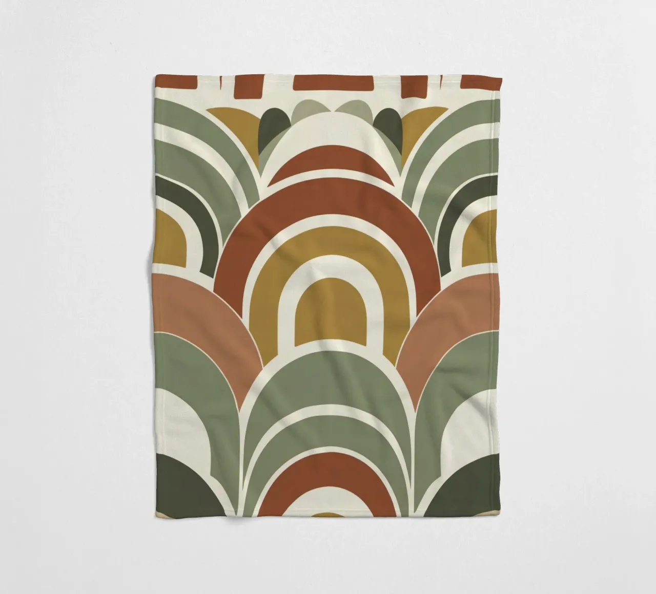Abstract boog- en halve cirkelpatroon in aardetinten fleecedeken van DesignDoodle