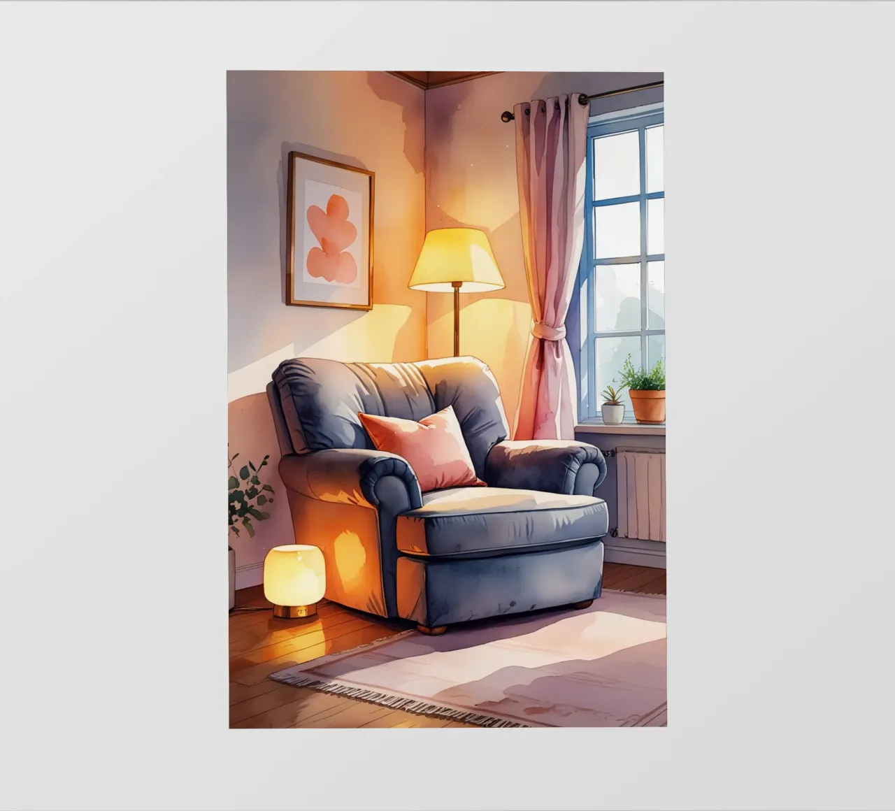 Poltrona accogliente Lampade e finestra in una stanza illuminata dal sole pellicola backlit da DesignDoodle