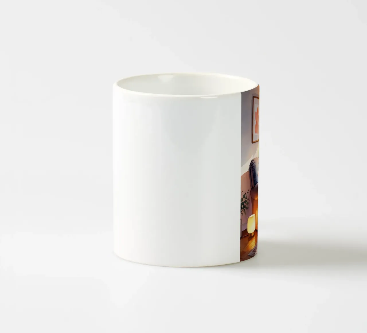 Poltrona accogliente Lampade e finestra in una stanza illuminata dal sole tazza in ceramica da DesignDoodle