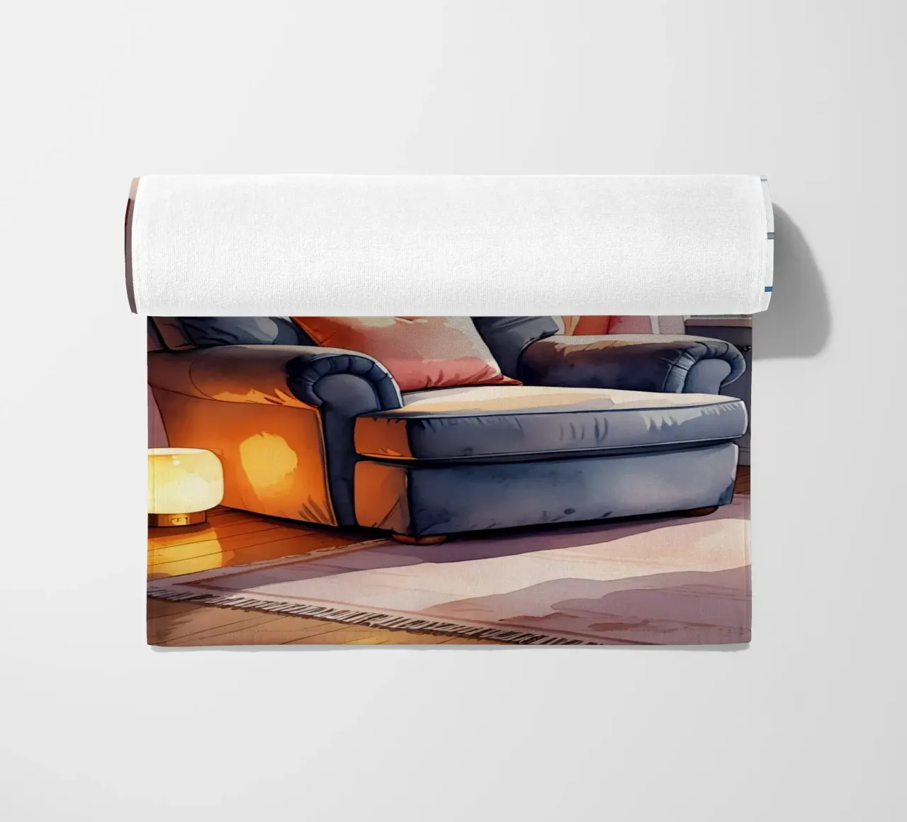 Poltrona accogliente Lampade e finestra in una stanza illuminata dal sole telo mare da DesignDoodle