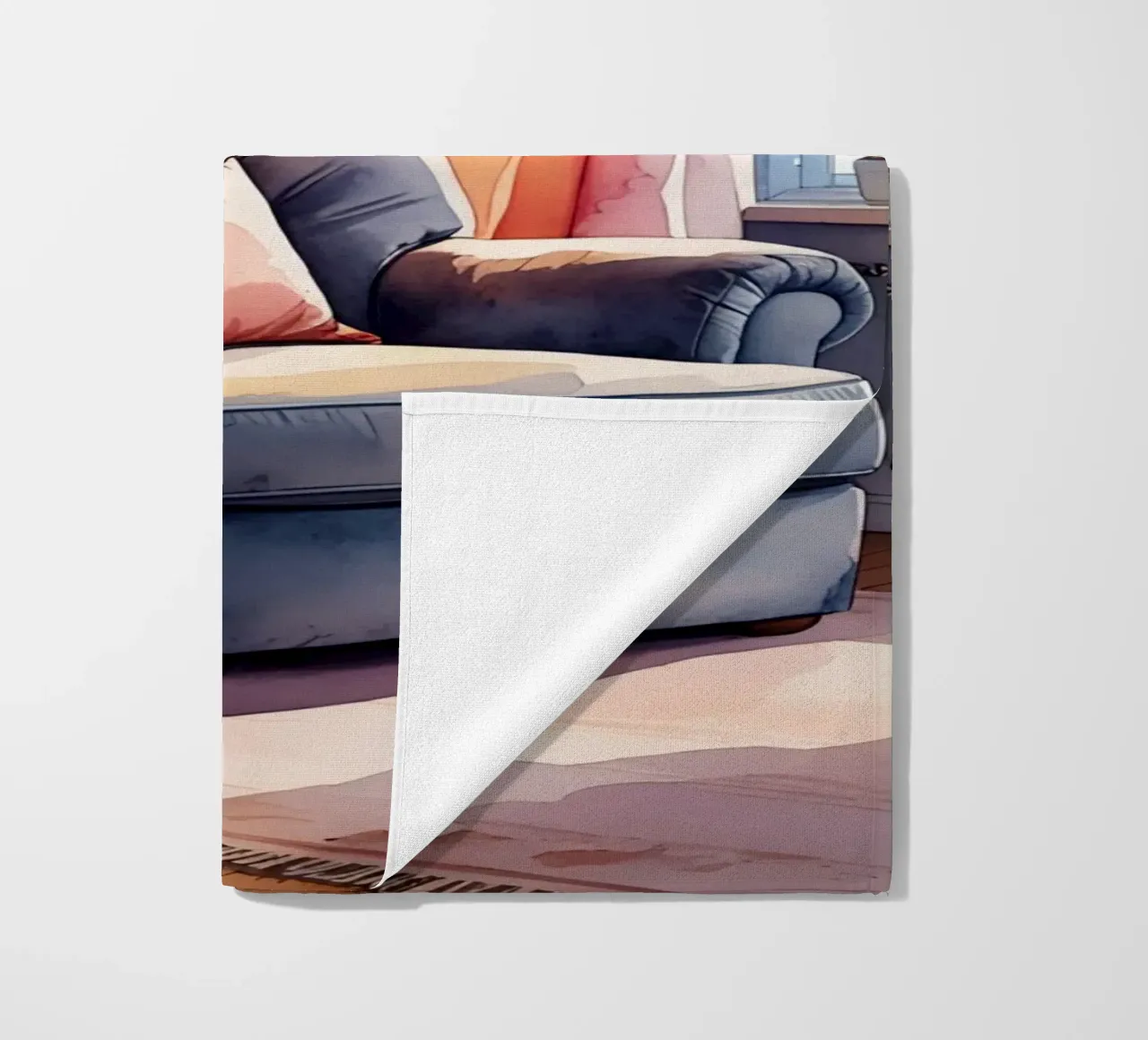 Poltrona accogliente Lampade e finestra in una stanza illuminata dal sole telo mare da DesignDoodle