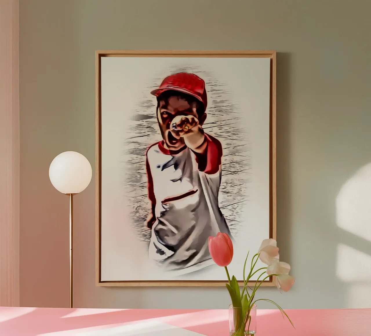 Het boze kind canvas met Baklijst van Massimo Frascogna