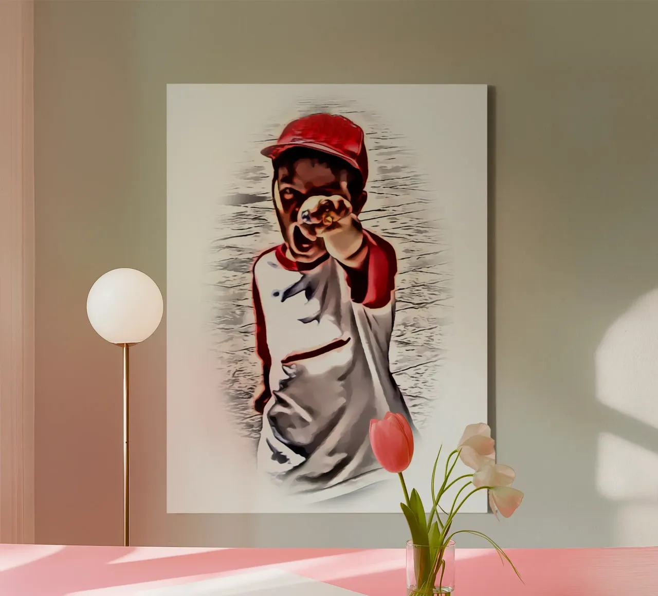 Het boze kind canvas met Baklijst van Massimo Frascogna