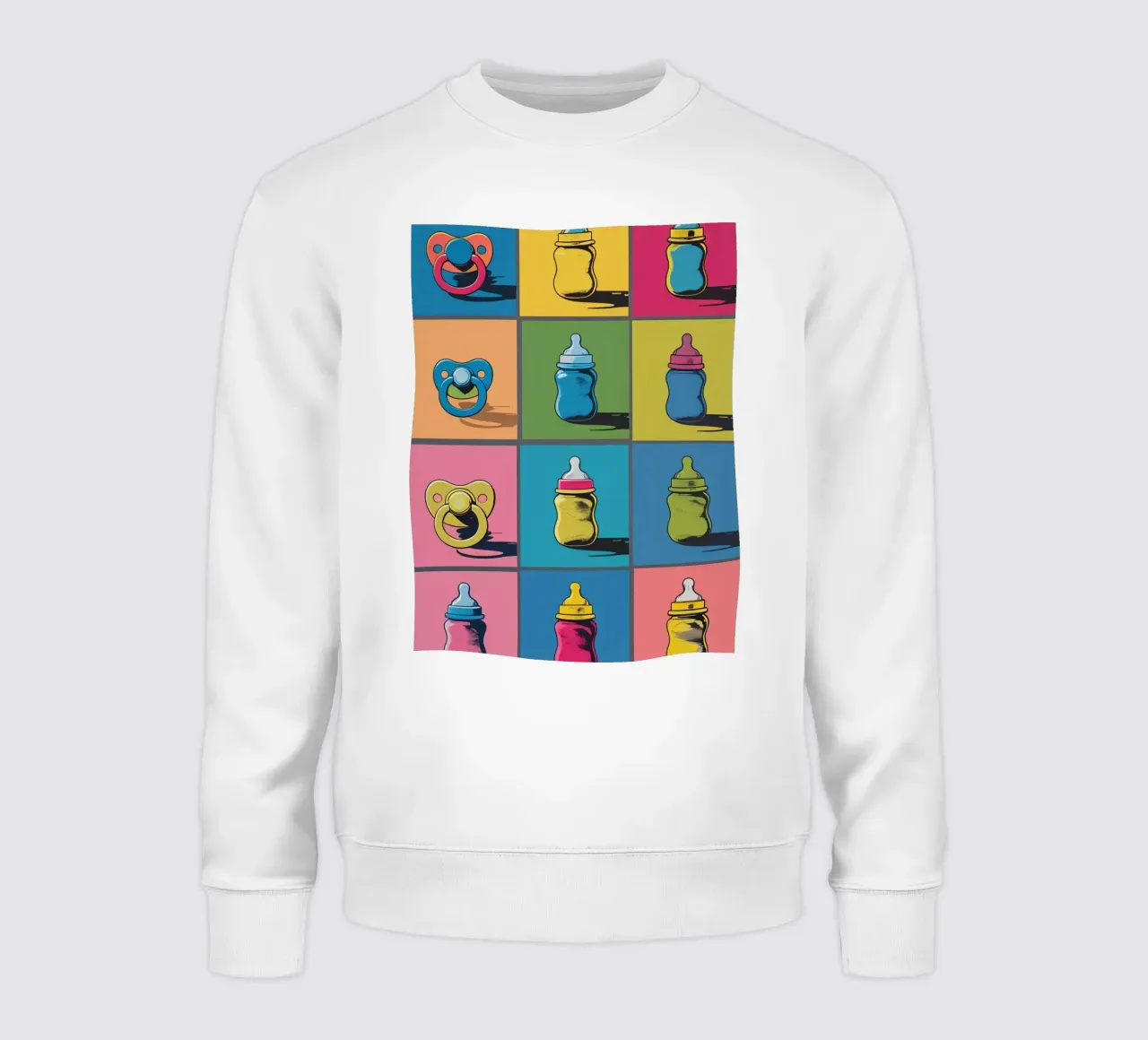 Babyflessen en fopspenen in een rasterindeling sweatshirt van DesignDoodle