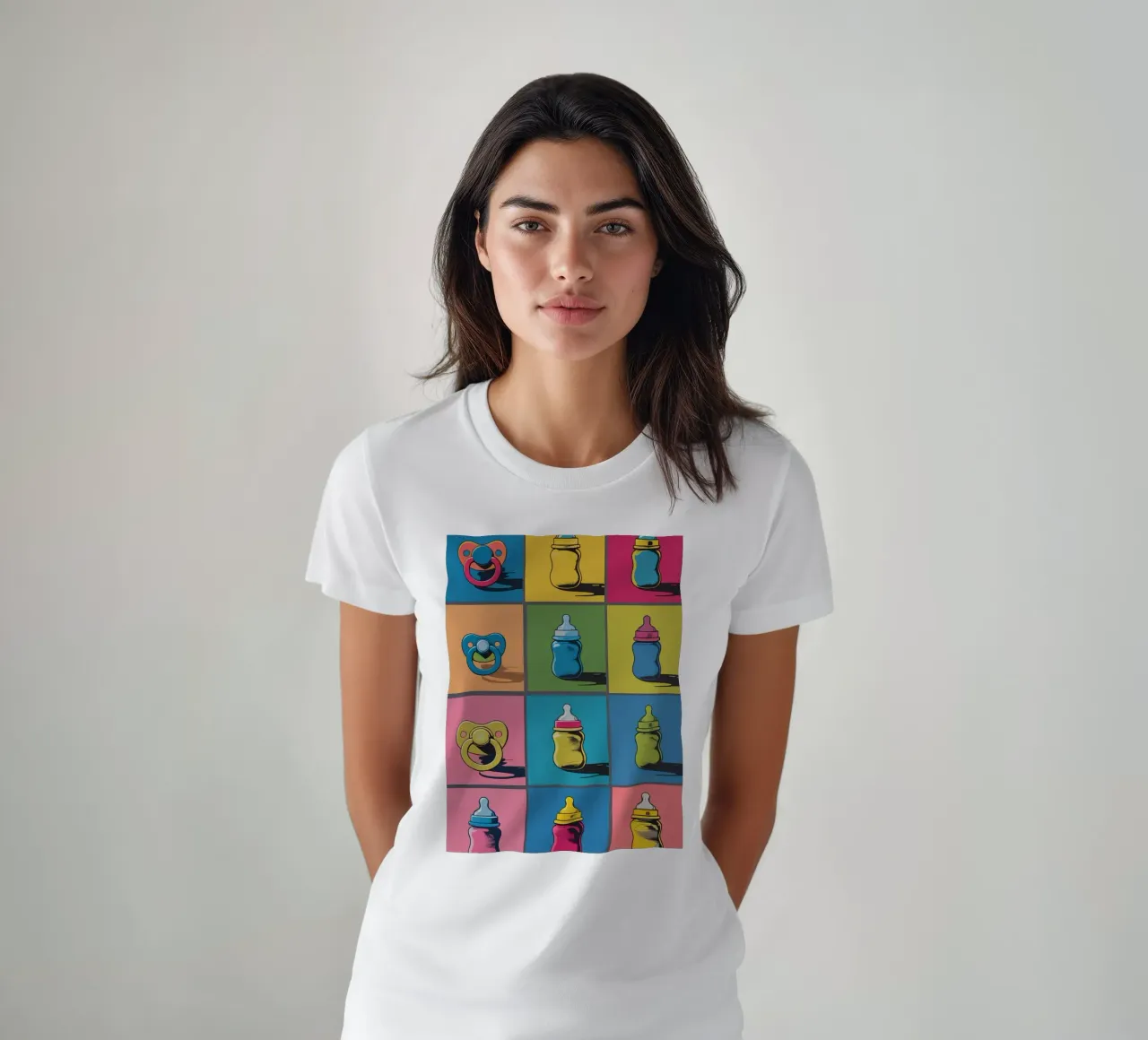 Biberon e ciucci in un layout a griglia t-shirt da DesignDoodle