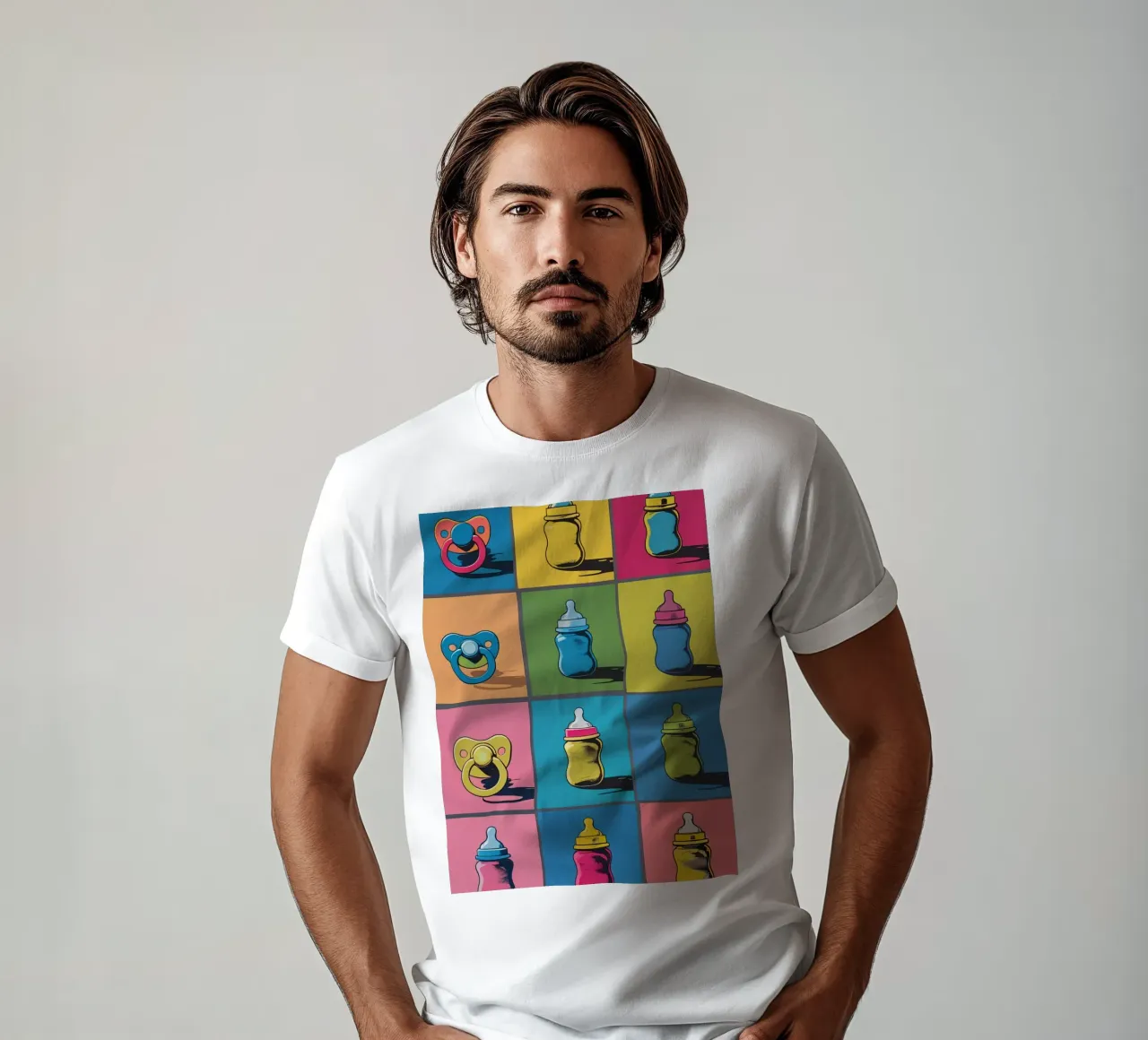 Biberon e ciucci in un layout a griglia t-shirt da DesignDoodle