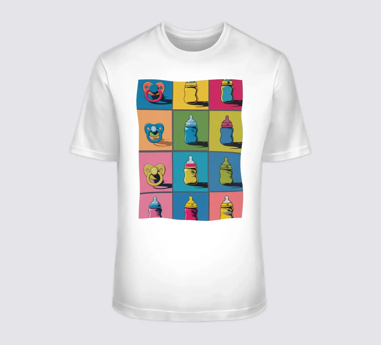 Biberon e ciucci in un layout a griglia t-shirt da DesignDoodle