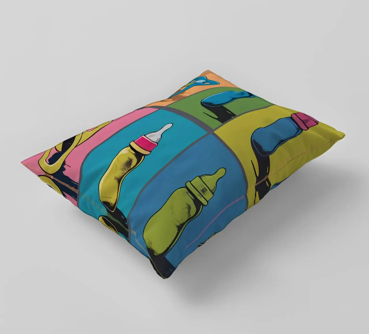 Biberon e ciucci in un layout a griglia cuscino da DesignDoodle