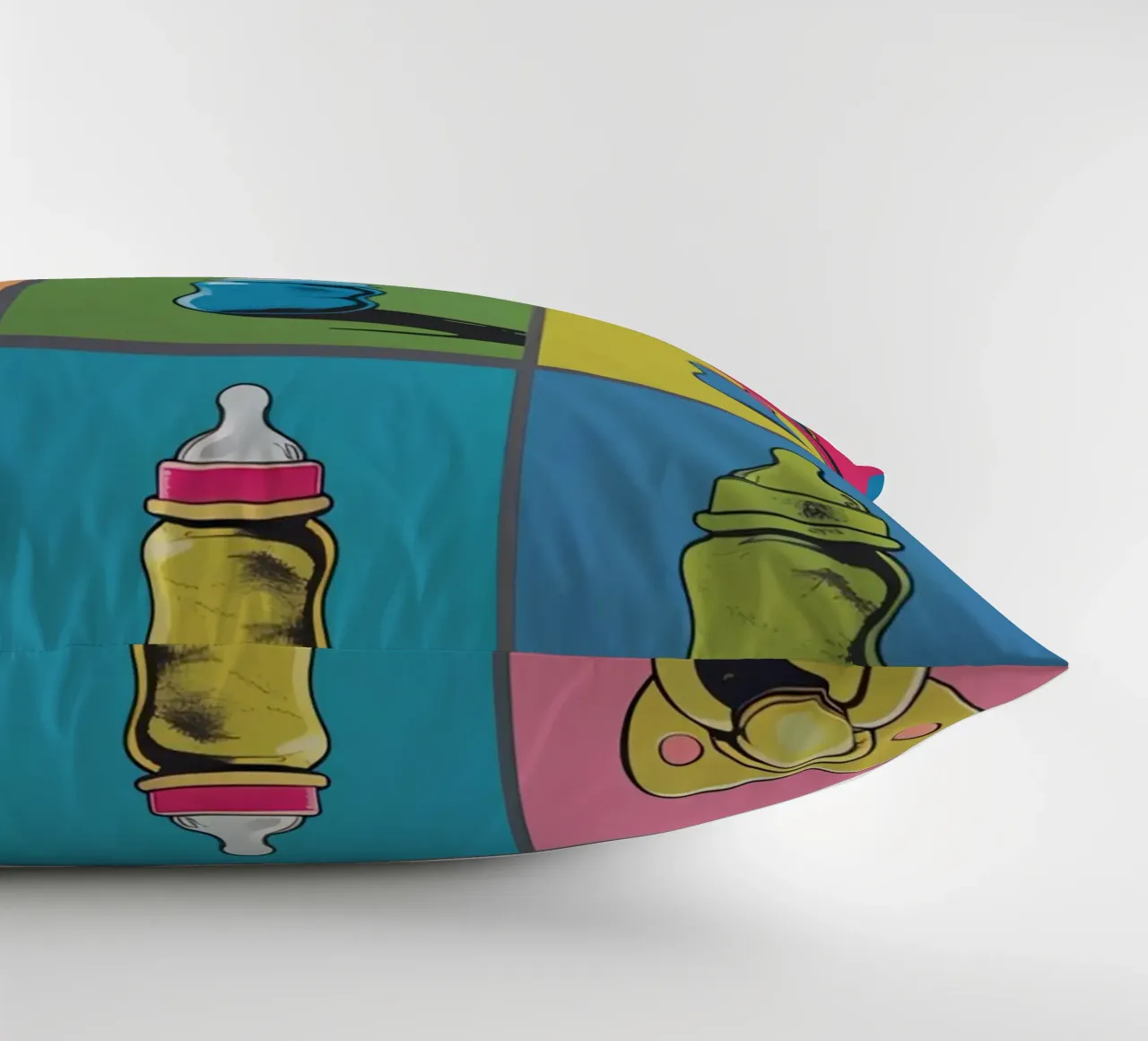 Biberon e ciucci in un layout a griglia cuscino da DesignDoodle