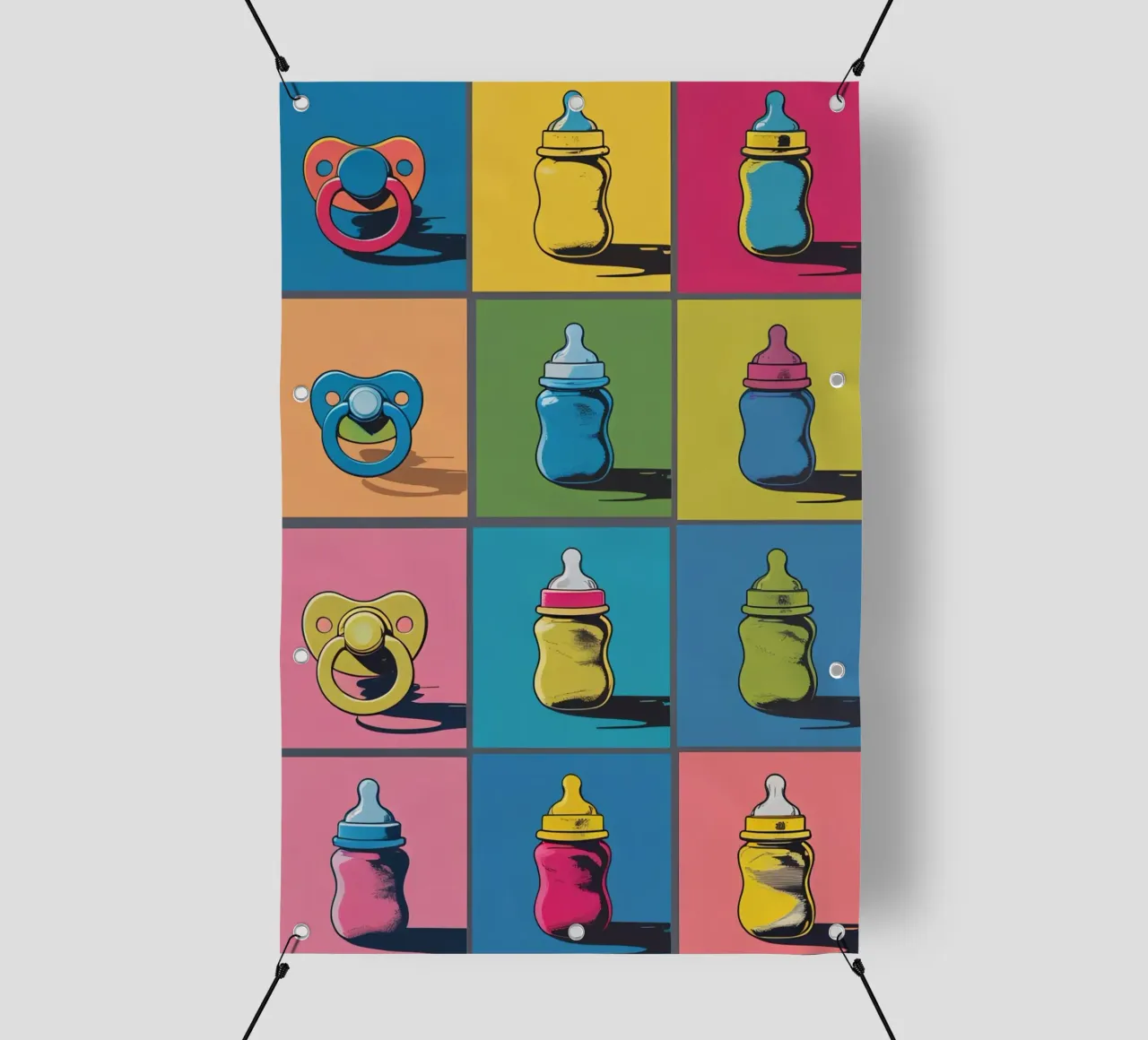 Biberon e ciucci in un layout a griglia telo in pvc da DesignDoodle